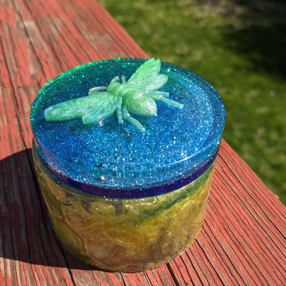 Bumblebee Jewelry Box Resin Art Sparkly Honey Bee Honeycomb Glitter Cute Spring - Picture 8 of 12